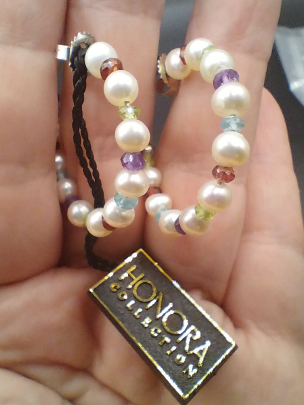 Honora 925 Sterling Silver  Freshwater Pearls And Gemstones Hoop Earrings